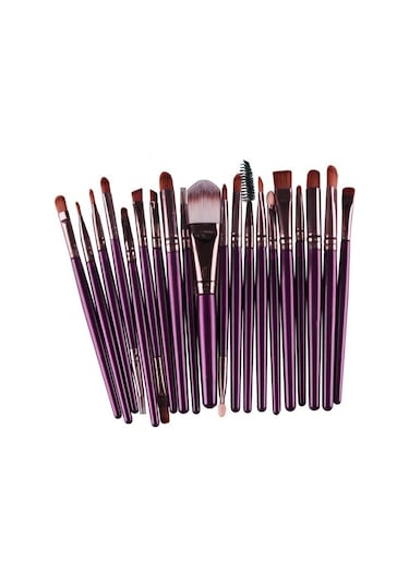 Cbtx Ahşap Saplı Makyaj Fırça Seti Kahverengi - Mor 20'li
