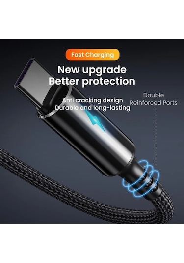 Tongxida Usb A - Mikro/tip C Kablosu Xiaomi Samsung Uyumlu Android 3a Hızlı Şarj Tipi C Veri Transféré 0.25 M