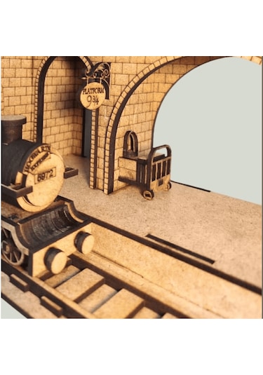 Platform 9 3/4 Tren İstasyonu Ahşap Maket Seti Dıy Book Nook Koleksiyoner Modeli