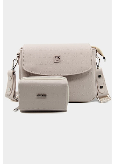 Just Polo Yeni Sezon Kolon Askılı 4 Bölmeli Kadın Omuz Çantası Ve Cüzdan Kombini Pbu217402 Taş