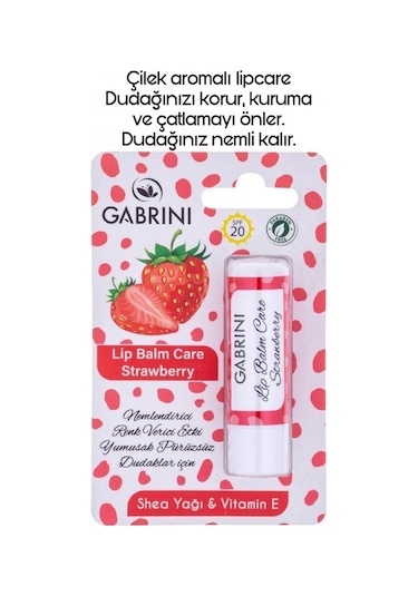 Gabrini Lip Balm Care Strawberry Shea Ve Vitamin E Dudak Balmı