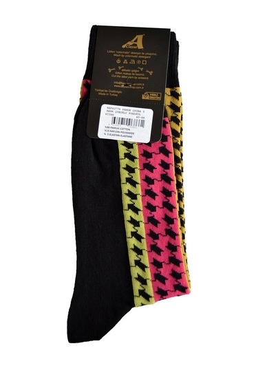 A Classe 3 Renkli Kazayağı Desenli Erkek Çorap Siyah