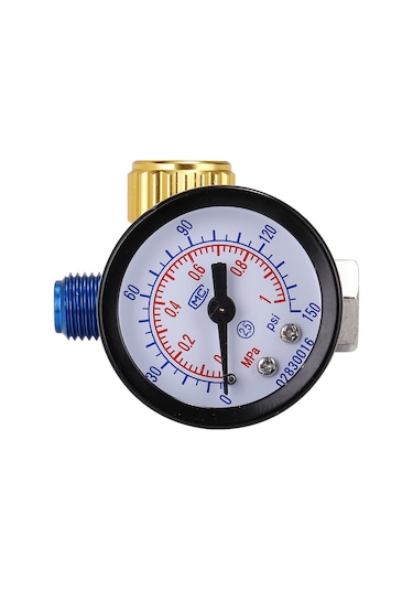 Symbee 1/4" Gevşek Bağlantılı Metal Hava Filtresi Ve Ayarlı Basınç Regülatörü - Mavi Manometre İle Viskoz Akış Kontrolü