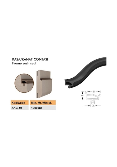 Ahşap Kapı Fitili Ahşap Amerikan Kapı Fitili - Contası Akc-49-Beyaz-25 Metre