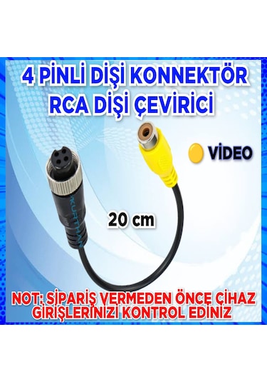 4 Pinli Dişi Konnektör Tekli Rca Dişi Soket Dönüştürücü 20 Cm.