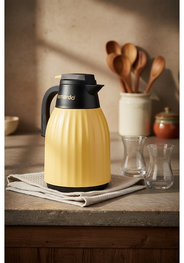 Bernardo Elantra Cam Termos 1 Litre Hardal Sarı