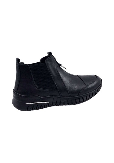 Ayakkabımood 018 Kauçuk Taban Siyah Hakiki Deri Bayan Bot Siyah