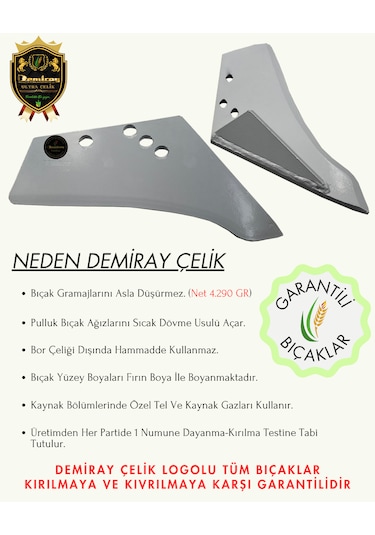 Demiray Çelik 8-9 Numara Pulluk Bıçağı 4 Adet - Alpler Model Uyumlu