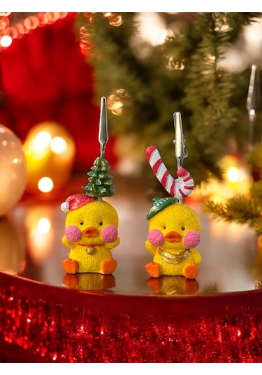 Yeni Yıl Temalı Yılbaşı Süslü Kawaii Şans Civcivleri Fotoğraf Ve Not Tutacağı Hediyelik Tutucu Sarı