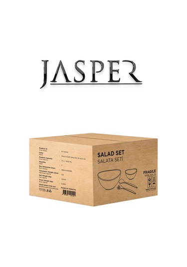 Jasper Açık Gri Çok Amaçlı Lüx 7 Parça Salata Servis Seti