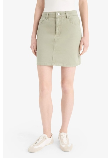 DeFacto Coool Normal Bel Gabardin Mini Etek E5346AX25SPGN497 Yeşil