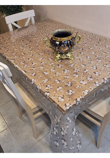 Şeffaf 0.018 Mm Pvc Muşamba - Desenli Silinebilir Şeffaf Masa Örtüsü Ns30 Beyaz