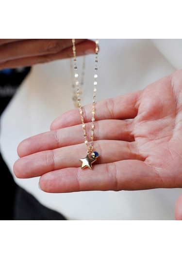 Altın Kolye Nazar Boncuklu Yıldız