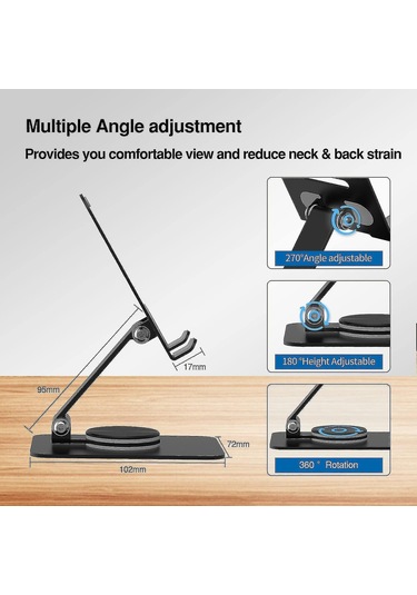 360 Dönebilen Cep Telefonu Standı, Ayarlanabilir Katlanabilir Masaüstü Telefon Tutucu Tüm Iphone Ipad Tablet 4-10'' İle Uyumlu