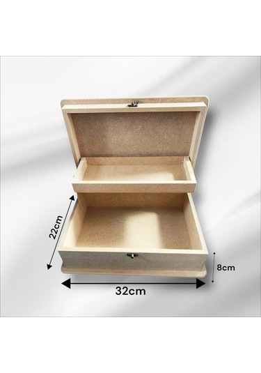 Ahşap- Boyanabilir- Klipsli Asansörlü Takı Kutusu