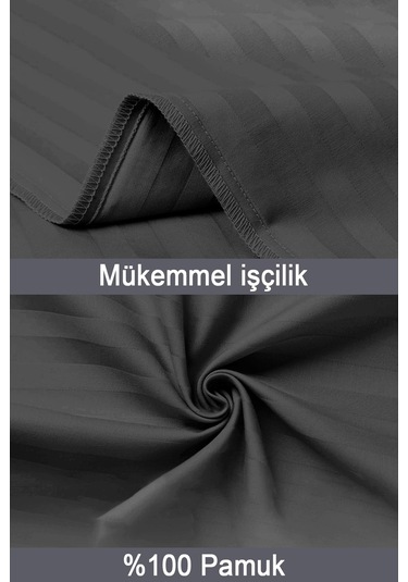 Çizgili Saten 2'li Yastık Kılıfı Siyah