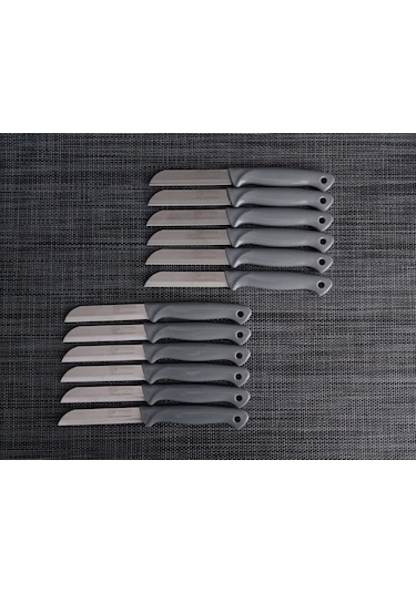 Solingen Meyve Bıçağı 12'li Simli Gri Gümüş