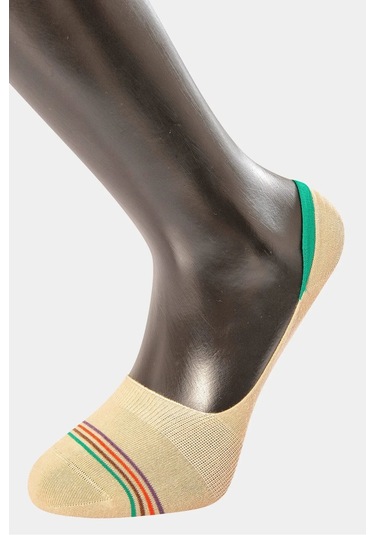 Türen 9002 Erkek Çizgili Babet Çorap 6'lı Paket-bej Bej