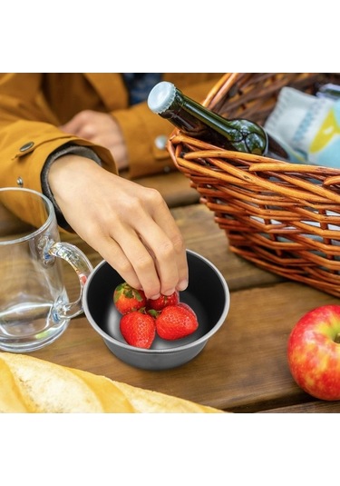 Flybuy Taşınabilir Sofra Seti - Piknik Makarna Kasesi Kamp Seyahat Gümüş Eşyası Açık Gümüş