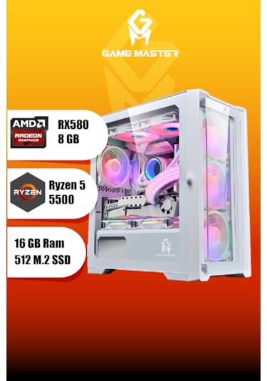 Gm Game Master Hydra RX580 Ryzen 5 5500 23.8" Gaming Pc Full Sistem Free Dos Masaüstü Bilgisayar