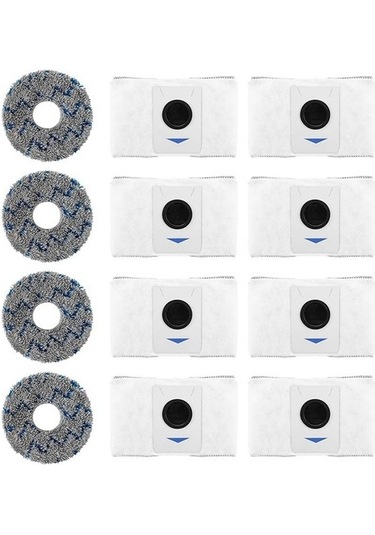 Unimarket Ecovacs Deebot T20 Omni/x1 Omni 12'li Yedek Süpürge Torbası Ve Temizleme Bezi Seti Süpürge Yedek Parçaları 12 Adet
