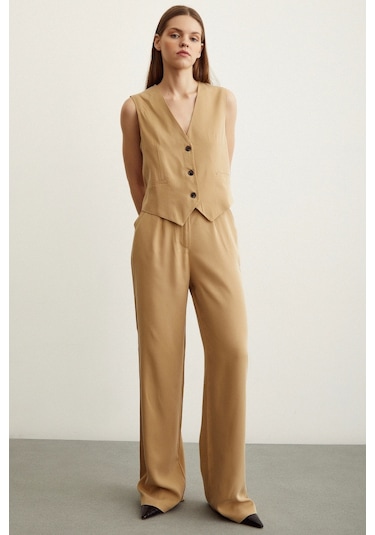 Never More Geniş Paça Pantolon Camel