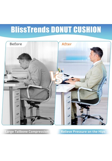 Geeksen "yüksek Yoğunluklu Hafıza Köpüklü Donat Yastık - Hemoroid, Bel Ve Kuyruk Sokumu Ağrısı İçin Rahat Oturma Pedi Siyah " Siyah