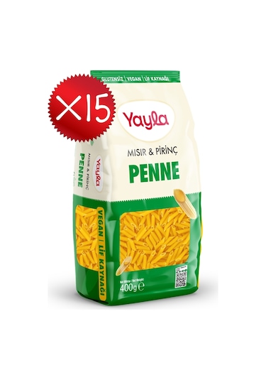 Yayla Mısır Ve Pirinç Penne Makarna 400 G X15