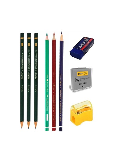 Karakalem Eskiz Çizim Seti Masaüstü Şövale 25x35 Cm Duralit Resim Kağıdı Resim Kalemi Dağırıcı Gölgelendirme Hamur Silgi