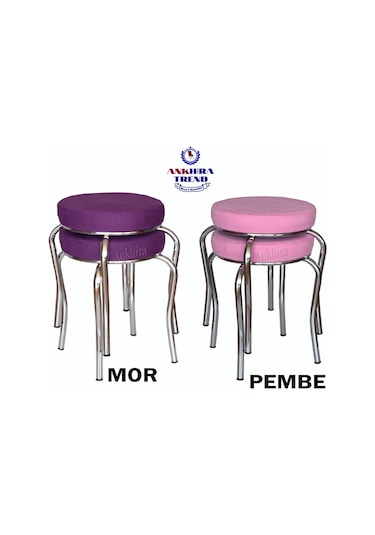 Tabure (Krom Ayaklı) (2 Adet) - Mutfak Balkon Taburesi