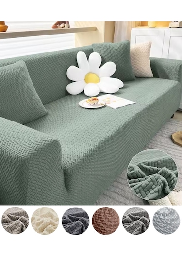 Upmall Tuğla Desen Koltuk Örtüsü Çekyat Kılıfı 3 Kişlik Mnt Yeşil