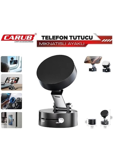 Carub Telefon Tutucu Mıknatısılı Ayarlı Siyah Siyah