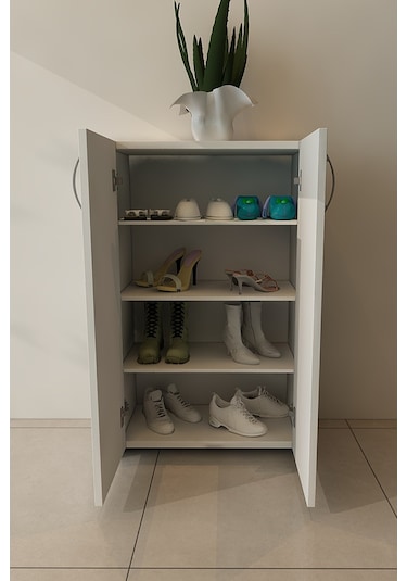 Moonlife Turna 4 Raflı Ayakkabılık Beyaz