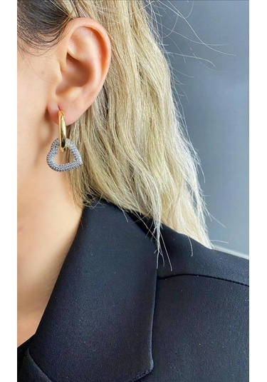 Bhs Life Zirkon Taşlı Kalp Kadın Küpe Gümüş