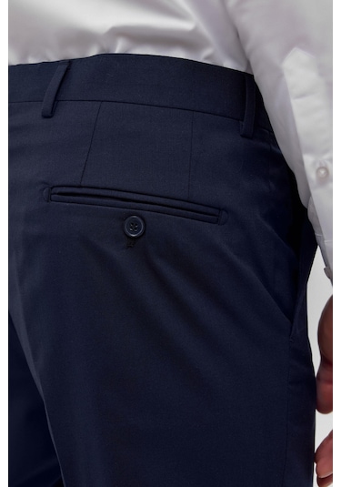 Süvari Bol Kalıp Geniş Paça Premium Kalite Düz Erkek Kumaş Pantolon Lacivert