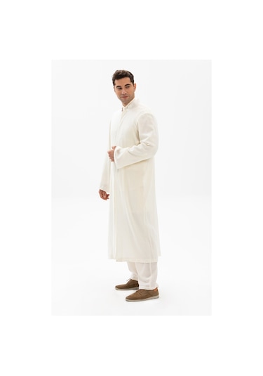 Şile Bezi İnce Erkek Namaz Cübbesi Yazlık Namazlık Pamuk Kumaş Cübbe Krem Krm-krem Krem