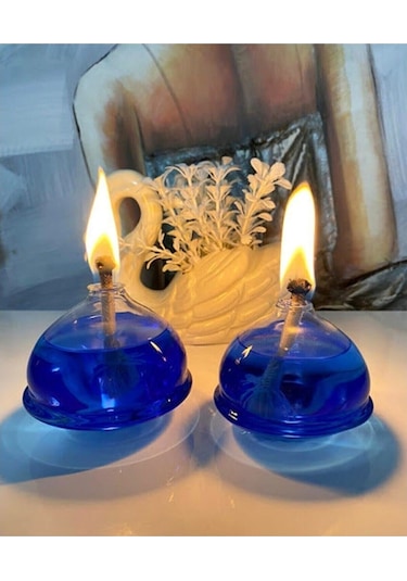 Mavi Kandil Yağı, Kokusuz Iç Mekan 250 Ml Ve 50 Cm Fitil