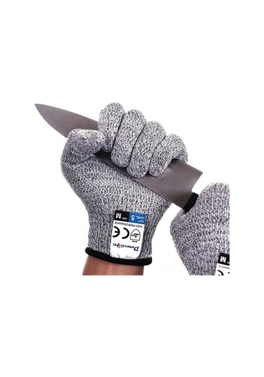 Yaleker Güvenilir Mutfak Yardımcısı: 5 Seviye Kesici Korumalı Eldivenler - Gıda Dereceli, Ev Ve Çalışma Ortamı İçin, Gri, M 22cm Gri