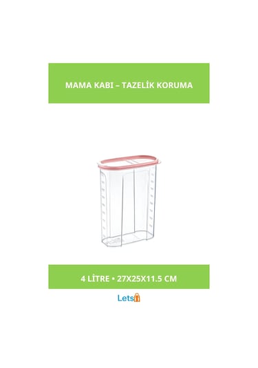 4 Litrelik Hava Geçirmez Kaliteli Plastik Mama Kabı