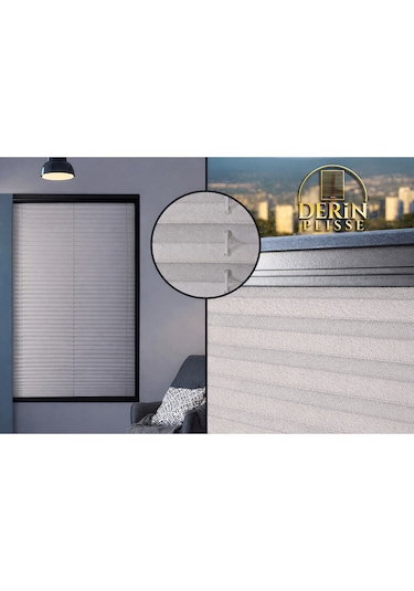 Derinplisse Plise Perde Cam balkon perdesi  Beyaz , Gri , Krem, Bej , Antrasit Kumaş Renkleri Çok Renkli