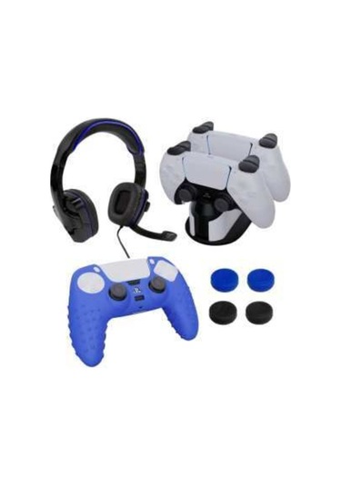 Playstation 5 Oyuncu Seti Kulaklık Şarj Istasyonu Dualsense Kılıf Ve Analog Koruyucu