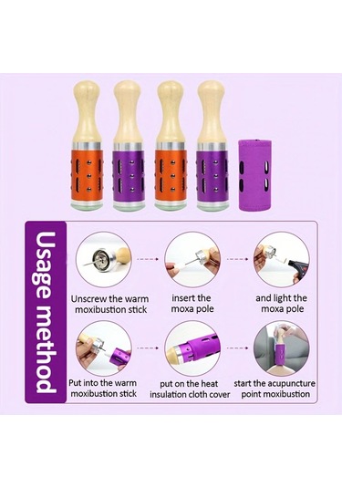 Willowhaven Portable Mor Jade Moxibustion Stick Masaj Aleti Mor Moxibustion Yakıcı Tutucu Akupresür Mor