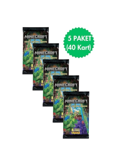 Toyika Panini Lisanslı Minecraft Koleksiyon Trading Cards 8li X 5 Paket