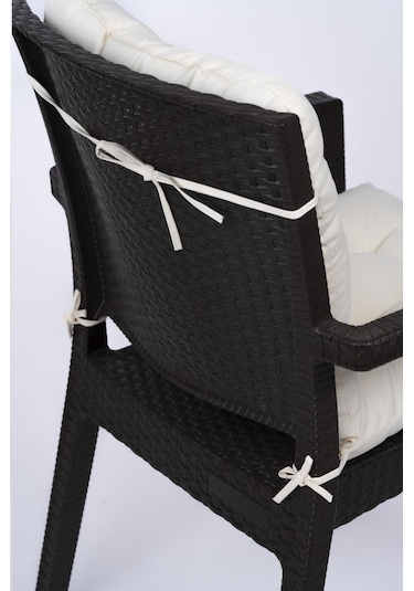 Altınpamuk Neva Pofidik Arkalıklı Özel Dikişli Bağcıklı Sandalye Minderi 44x94 CM Krem