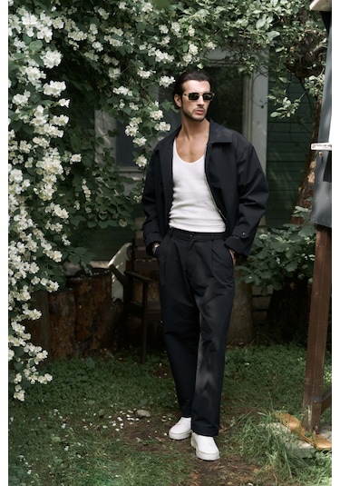 Sergio Düğmeli Siyah Erkek Pantolon Siyah