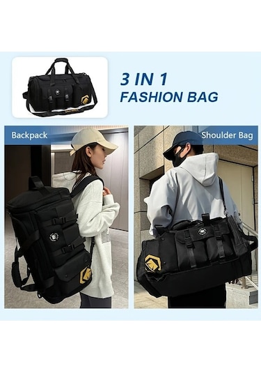 Sandwich Yobenki 003 Siyah Seyahat Sırt Çantası: Omuz Askılı, Ayakkabı Bölmesi Siyah