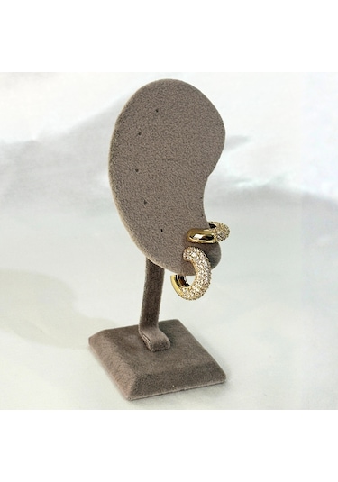 Vıp Halka Zirkon Gold Küpe Gold