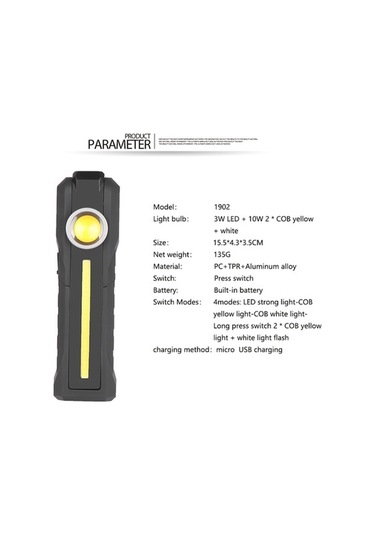 Novahub 1902a Katlanır Mıknatıslı Araba Işığı, Güçlü Muayene Lambası