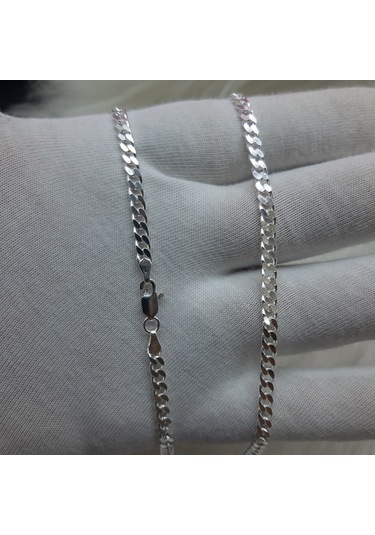 Bir Gümüş Aşkı 925 Ayar Gümüş Gurmet Erkek Zincir Kolye 3.8 MM