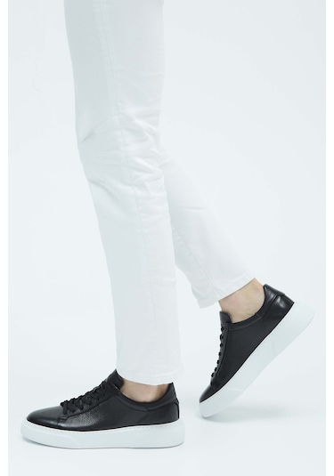 Tamer Tanca Erkek Hakiki Deri Siyah Sneakers & Spor Ayakkabı 04 2501 Erk Ayk Y23 Sıyah Fltr Siyah